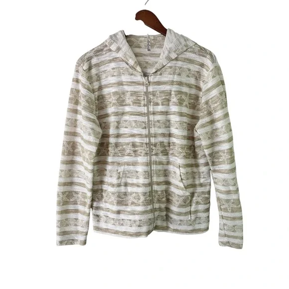 Lulu B Star Print Zip Up Hoodie Beach Cover Up Lightweight Jacket M - Picture 6 of 7